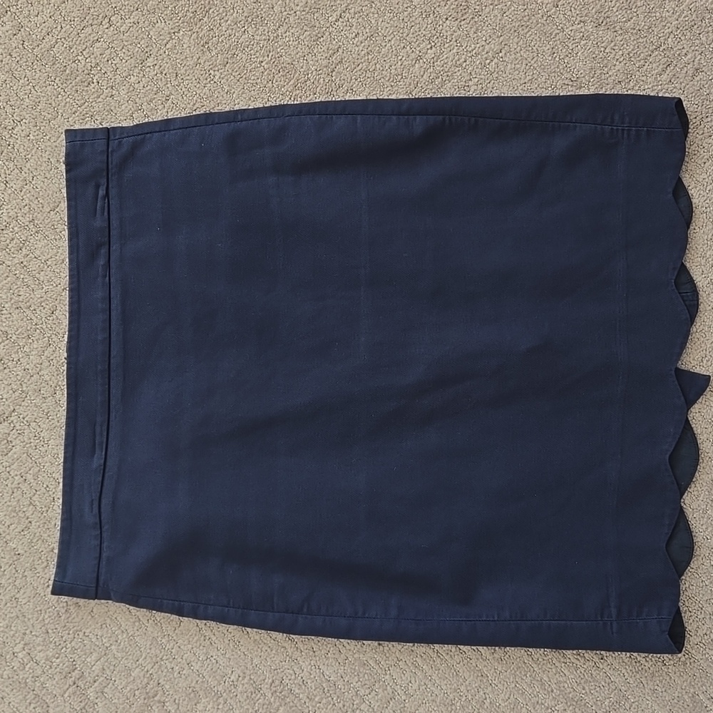 J. Crew Dark Blue Pencil Skirt With Scalloped Hem